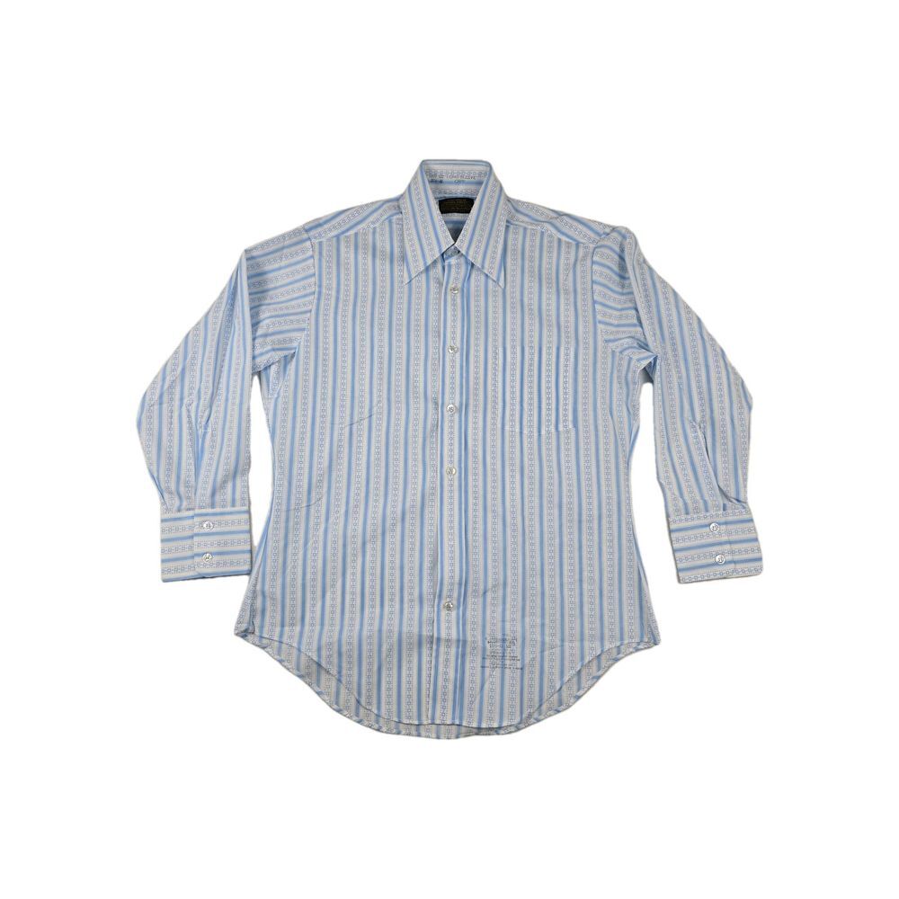 Sears Men's Store Perma Prest 15.5 32/33 Long Sleeve Button Up Shirt Blue White